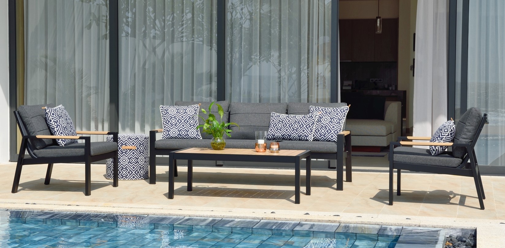 Panama lounge groep 2 - Zwart/geel