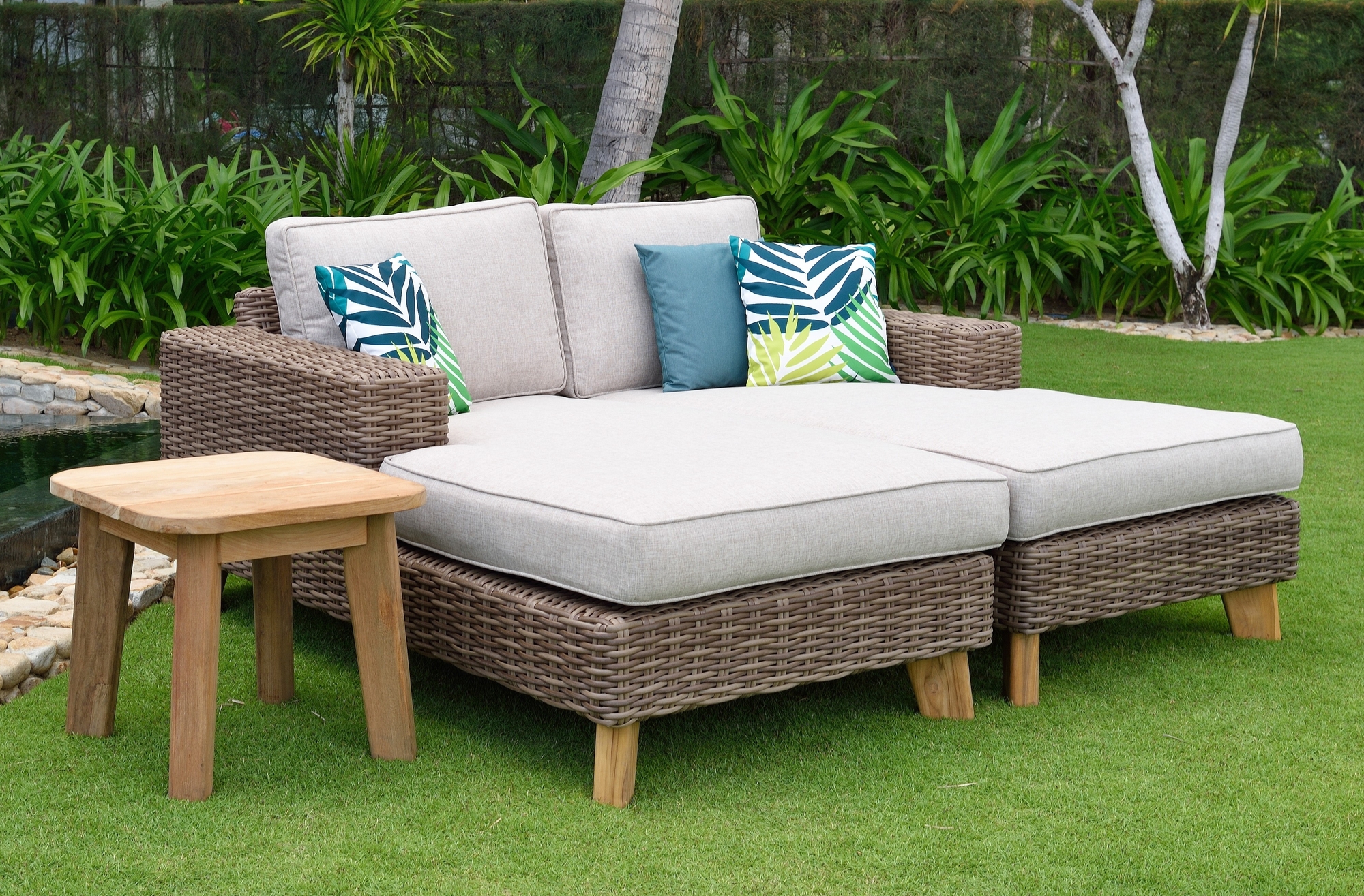 Bahamas loungegrupp 3 - Beige/teak