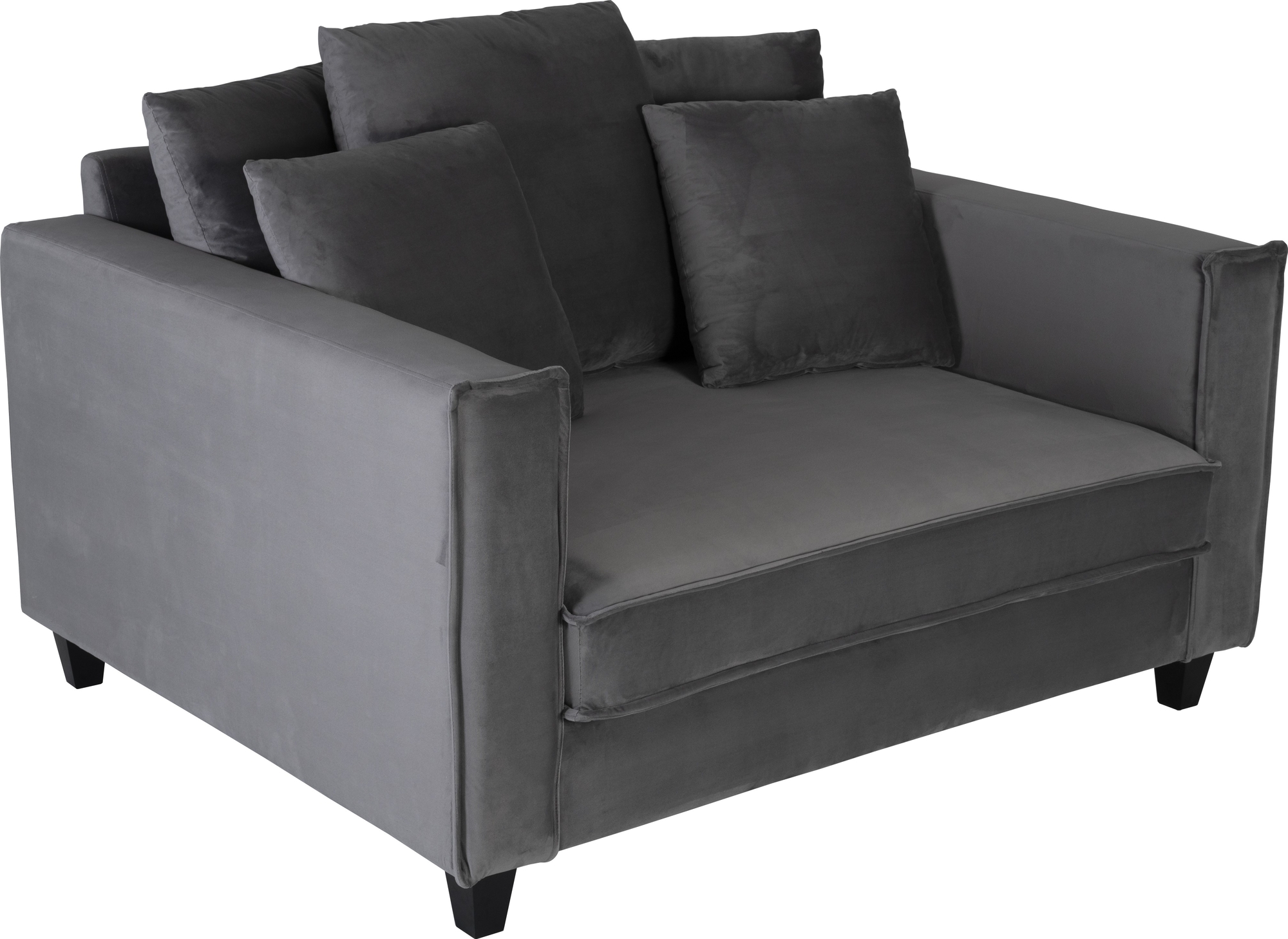 Stor ftlj i mrkgr sammet - 138 cm bred + Flckborttagare fr mbler