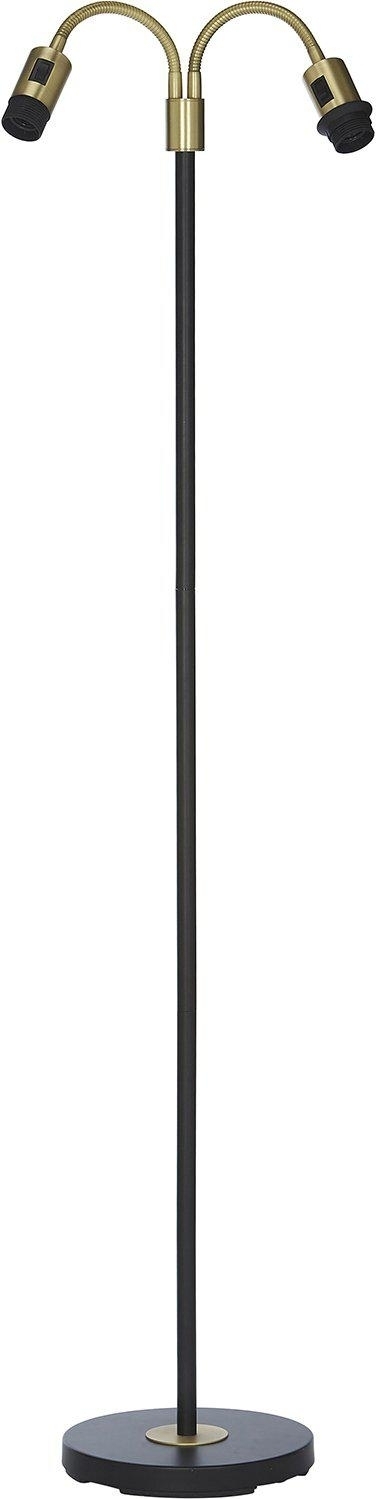 Amy tvåarmad golvlampa - Svart/mässing - 150 cm Amy tvåarmad golvlampa - Svart/mässing - 150 cm
