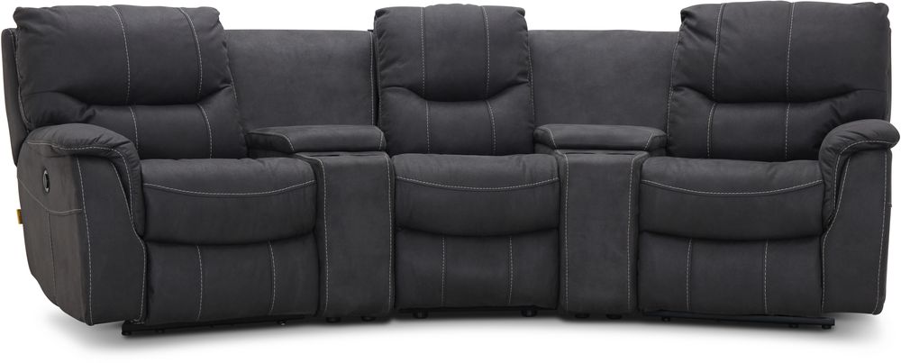 Rom elektrisk 3-sits reclinersoffa - Gr� tyg
