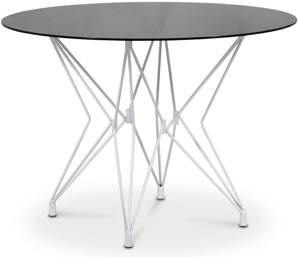 Zoo runt matbord med glasskiva �106 cm - Vit / Tonat glas + M�beltassar