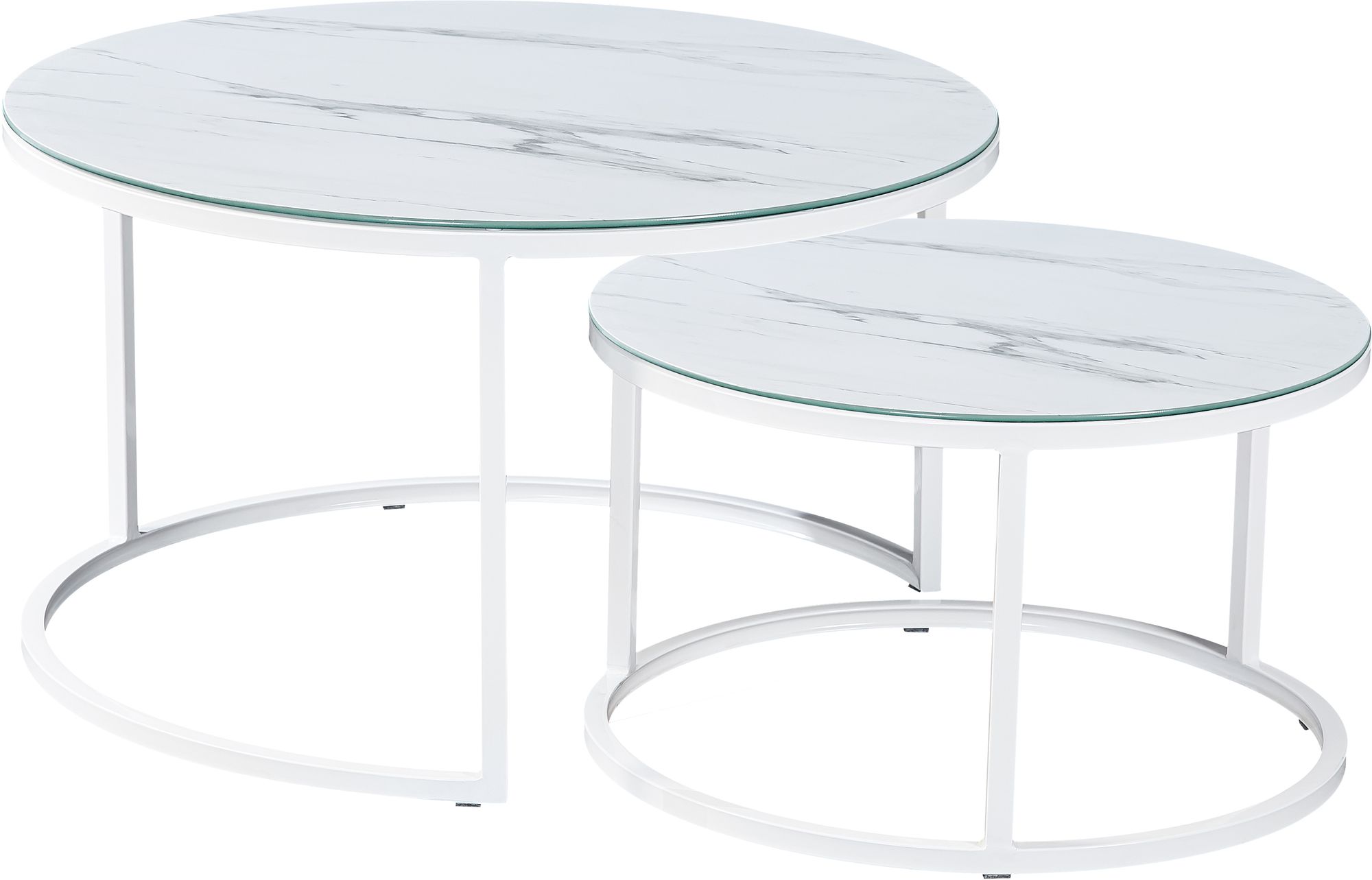 Albany soffbord - Glas vit marmorimitation