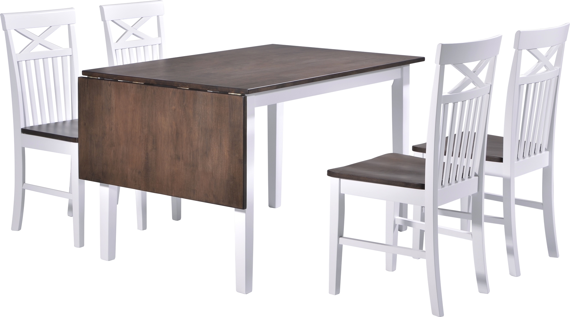 Göteborg matgrupp med förlängningsbart matbord och 4 st matstolar - Brun/vit Göteborg matgrupp med förlängningsbart matbord och 4 st matstolar - Brun/vit