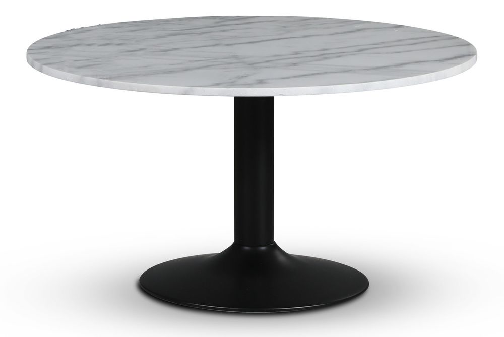 Empire matbord �105 cm - Ljus marmor / Svart trumpetfot