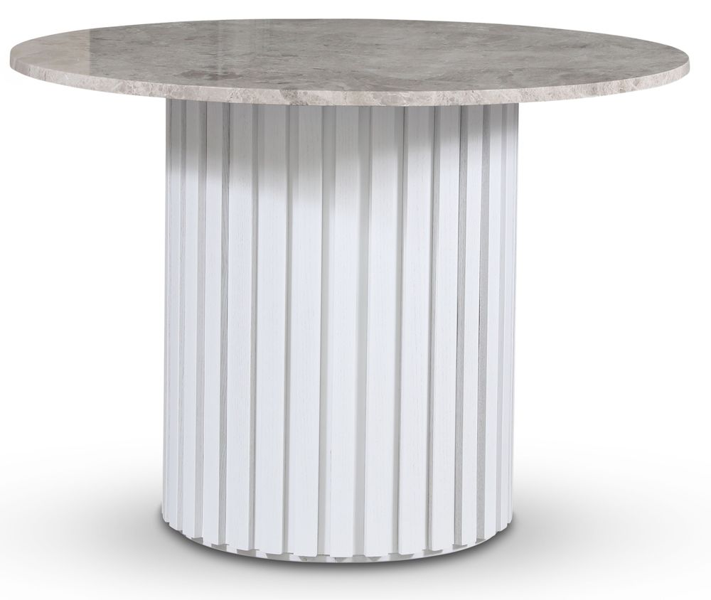 Empire matbord �105 cm - Silver Diana marmor / Vit lamell tr�fot