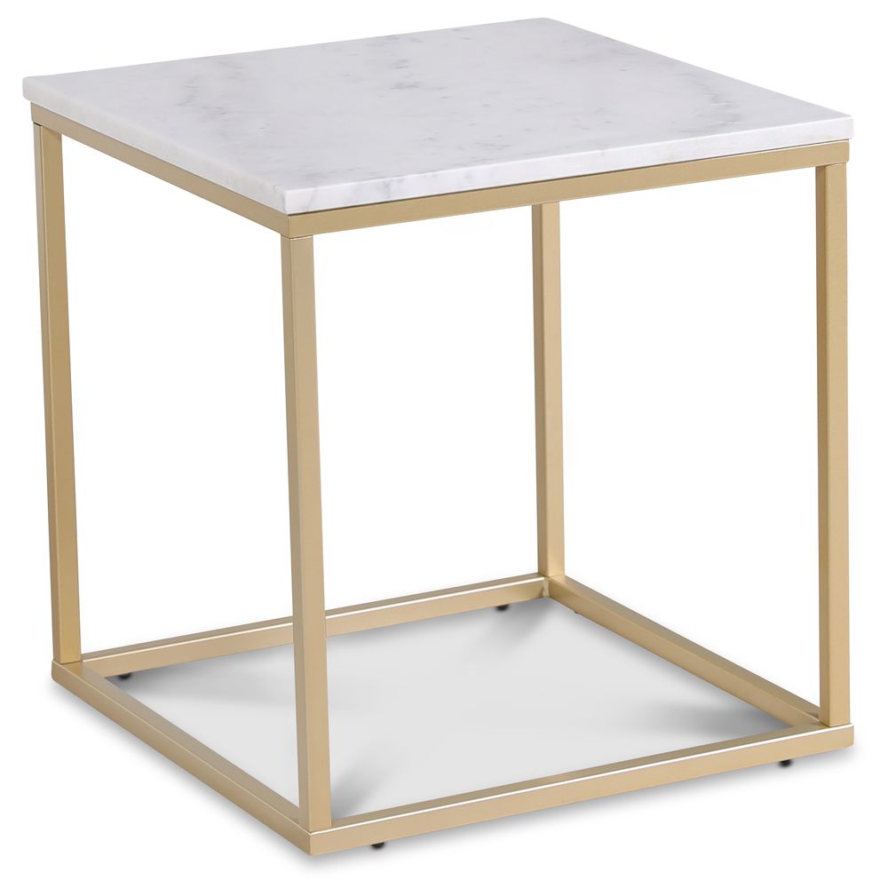 Accent soffbord 50 - Vit marmor / Matt m�ssing