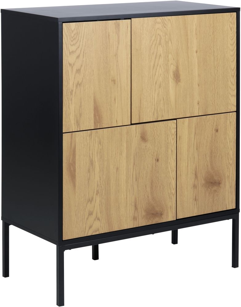 Seaford dressoir 80 cm - Zwart/eiken