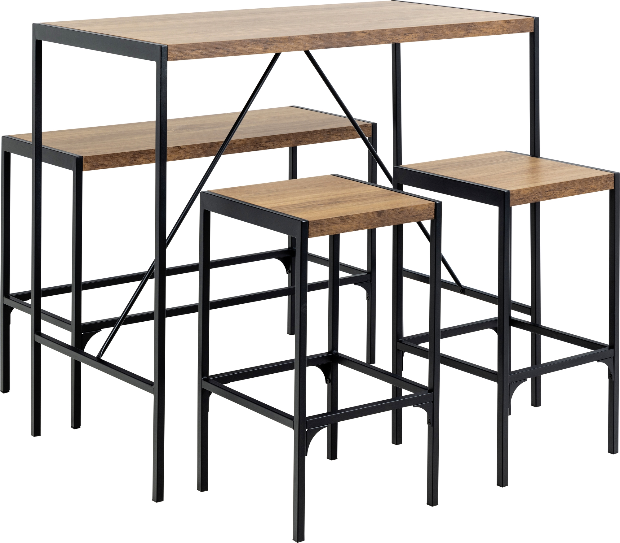 Bahamas bargroep met tafel, bank en 2 stoelen - Eiken/zwart