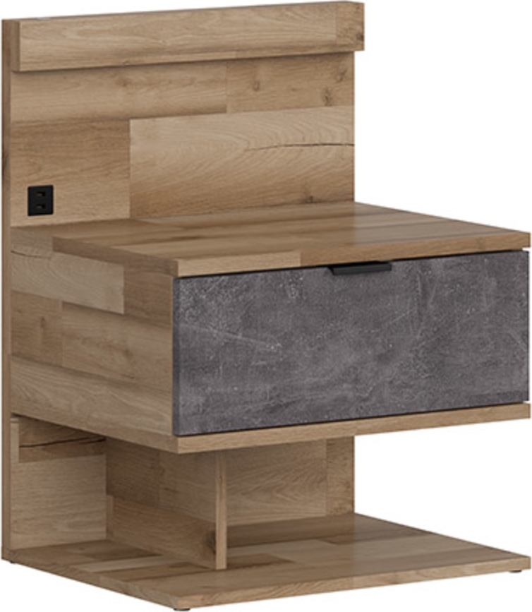 Arica nachtkastje rechts - Eiken/grijs