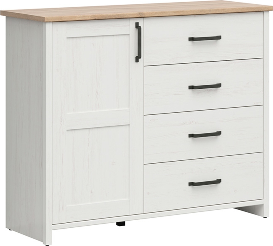 Loksa byr� 120 cm - Vit furu/ek