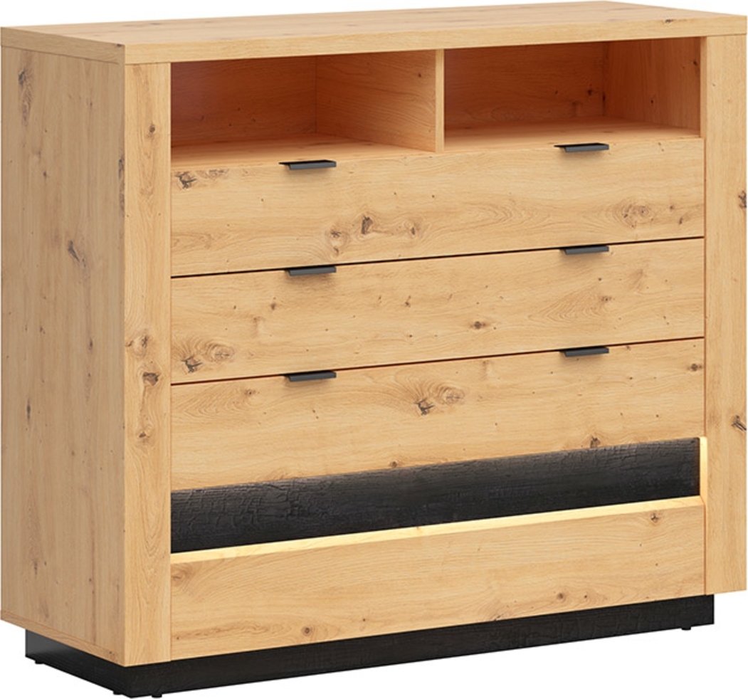 Ostia ladekast - Ambachtelijk eiken/zwart eiken