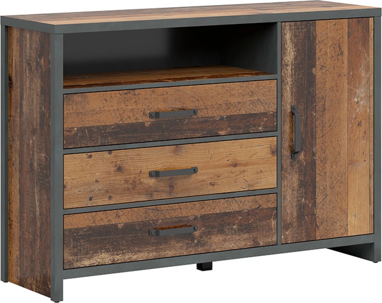 Weston ladekast 131 cm - Vintage grenen/grijs