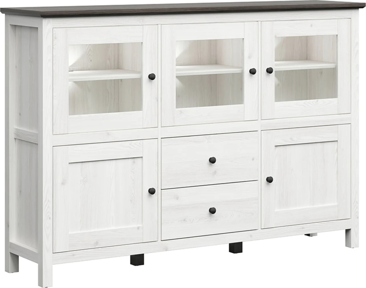 Hesen vitrinekast - Wit/zwart