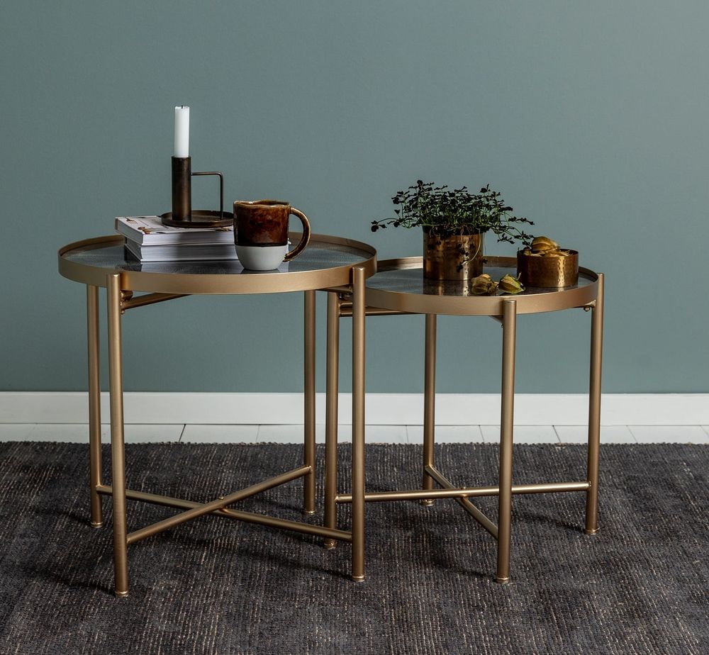 Satsbord Harper Ø56/48 cm - Guld/grå Satsbord Harper Ø56/48 cm - Guld/grå