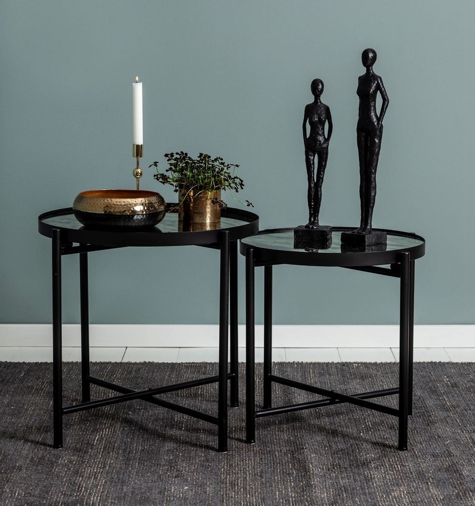 Satsbord Harper Ø56/48 cm - Svart/spegel Satsbord Harper Ø56/48 cm - Svart/spegel