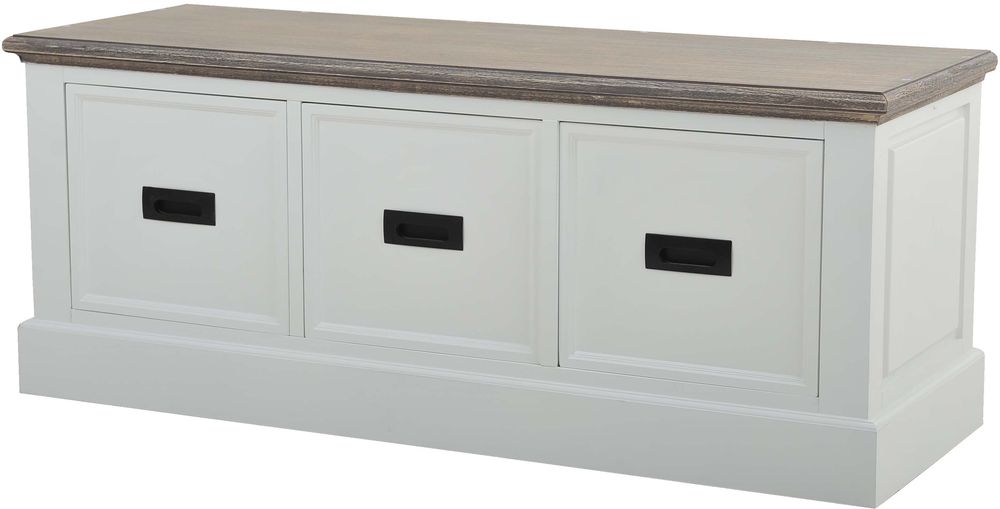 B�nk med 3 l�dor vit/gr� - Knight + M�beltassar