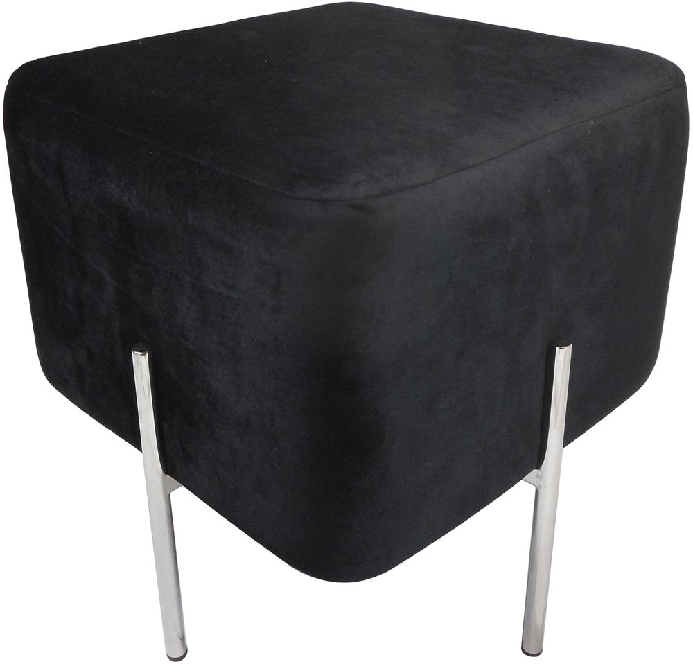 Maude poef - Zwart/chroom