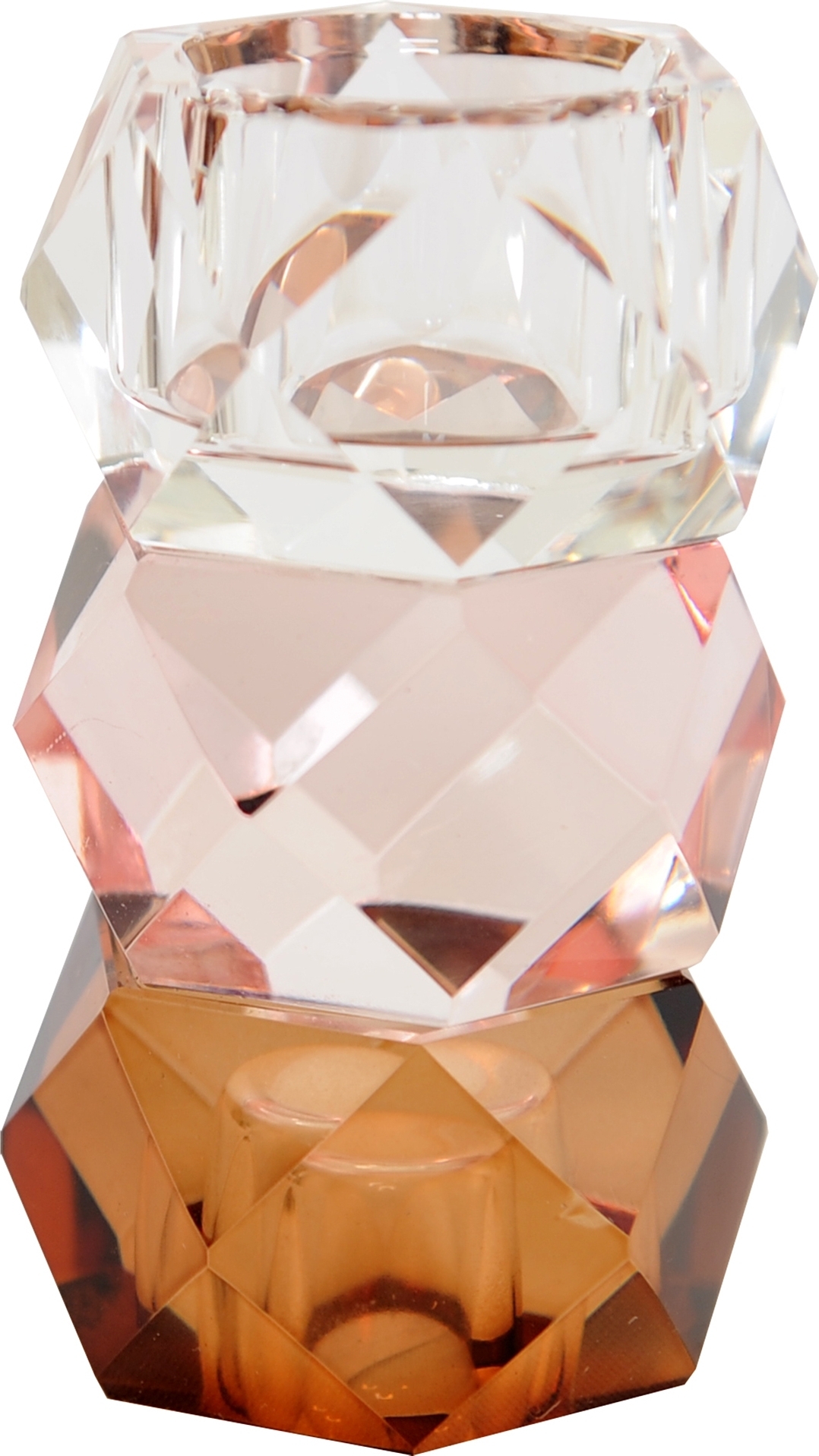 Chanell kandelaar - Helder/roze/amber