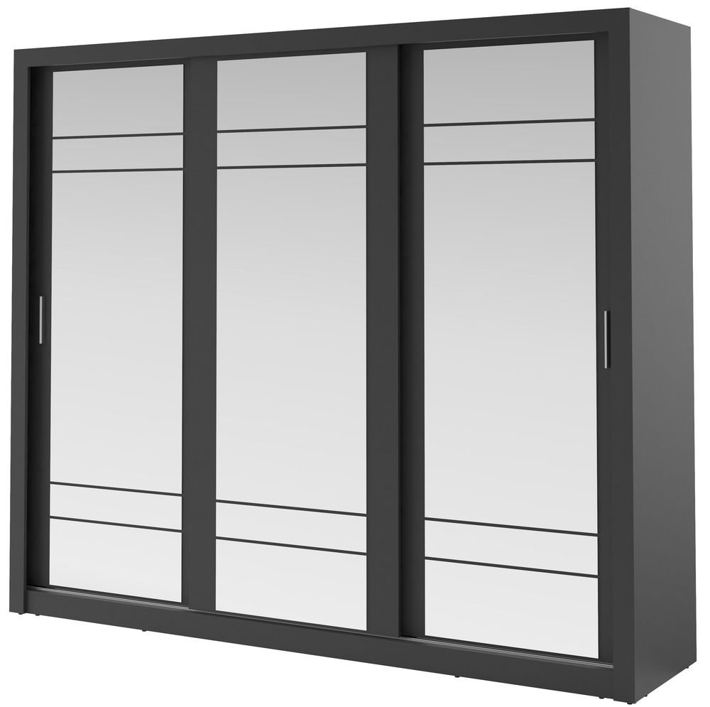 Mervyn garderob med spegel - Svart