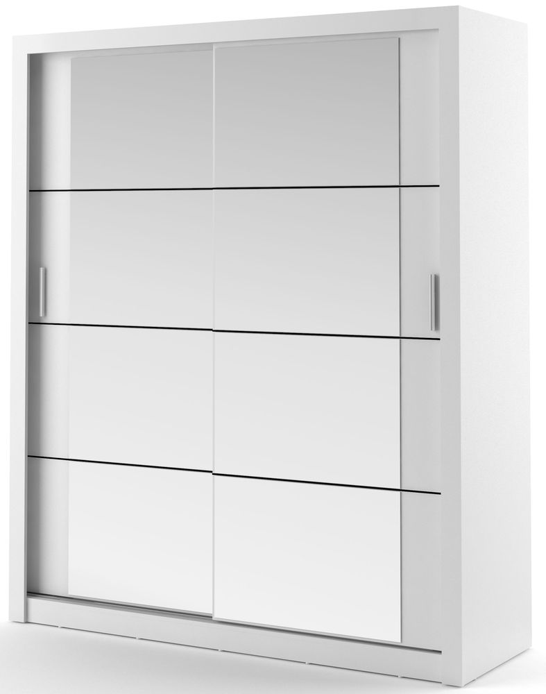 Garderob med inredning skjutd�rrar med spegel