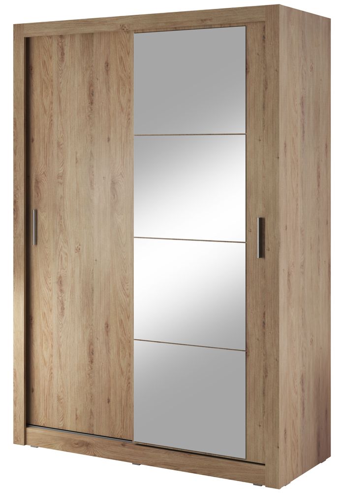 Mervyn garderob med skjutd�rrar och inredning bredd 150 cm - Shetland ek