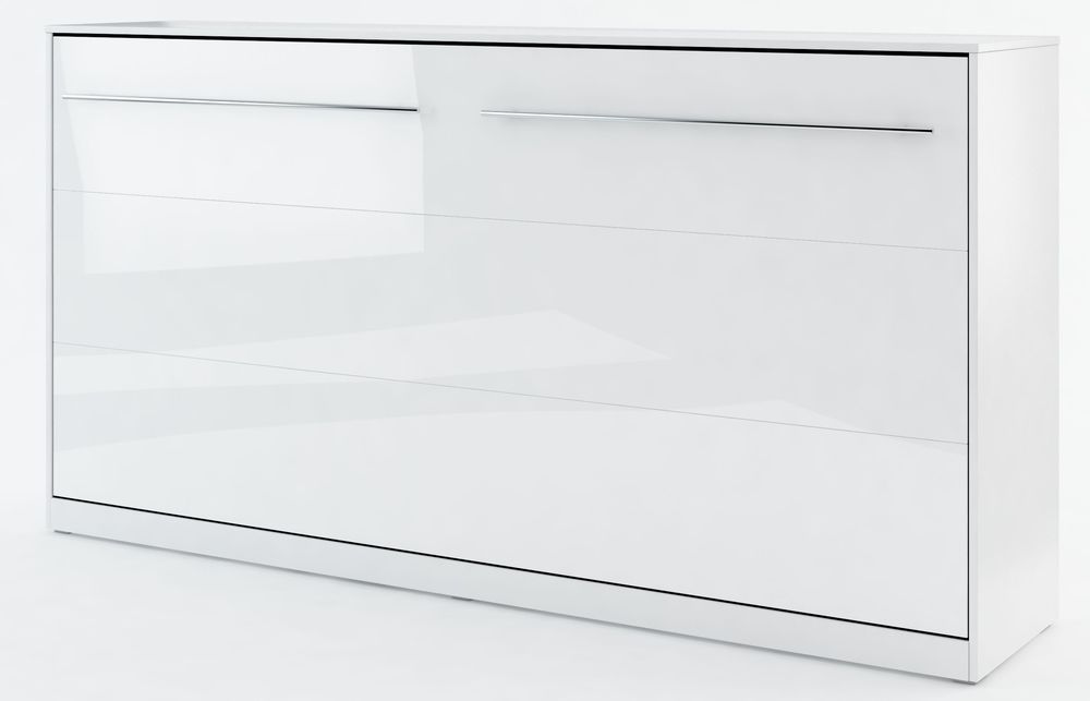 Bedkast compact living Horizontaal (90x200 cm hefbed) - Wit Hoogglans