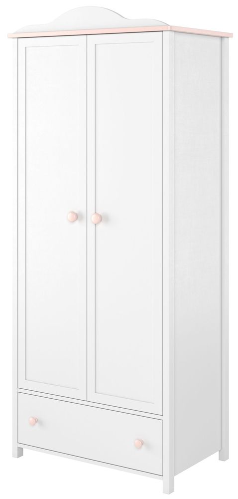 Stephany kl�dsk�p f�r barn - Vit/rosa (med inv�ndiga hyllplan)