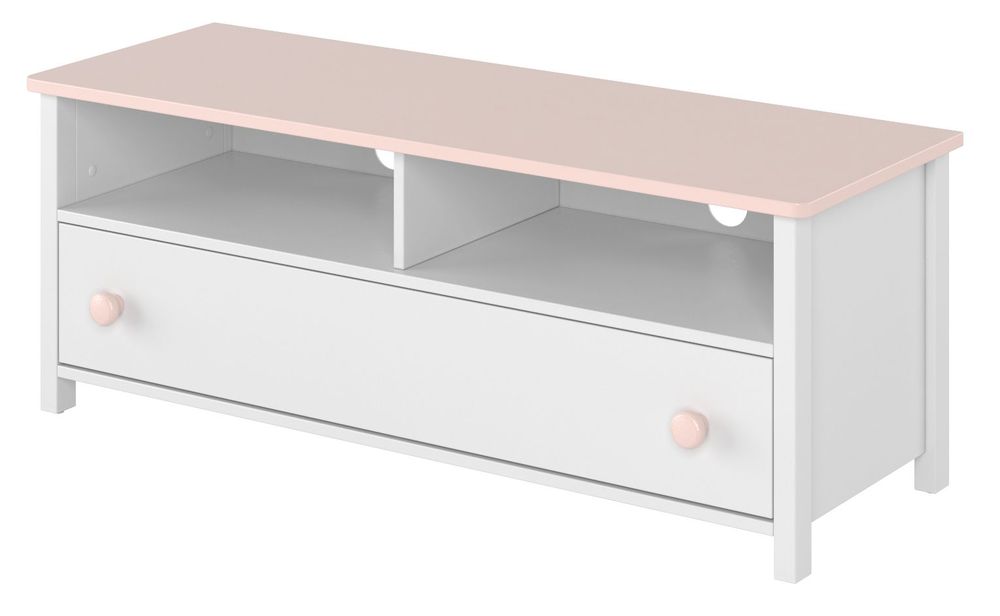 Stephany TV-b�nk - Vit/rosa