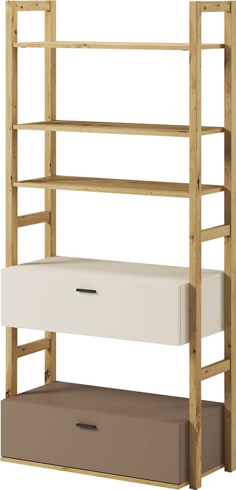 Lenny boekenkast - Ambachtelijk eiken/beige/truffel Lenny boekenkast - Ambachtelijk eiken/beige/truffel