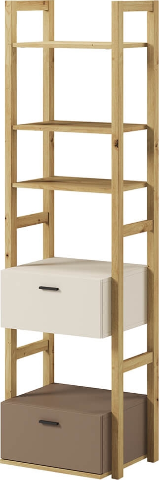 Lenny smalle boekenkast - Ambachtelijk eiken/beige/truffel