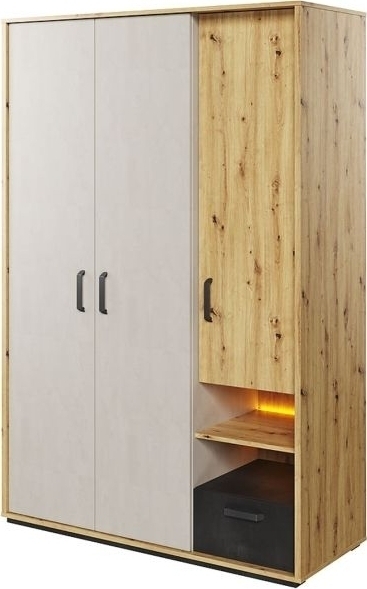 Qubic kledingkast 130 cm - Ambachtelijk eiken/grijs