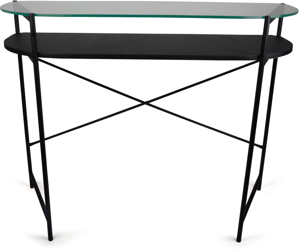 Dinia svart konsolbord med glashylla 100 x 35 cm + M�beltassar