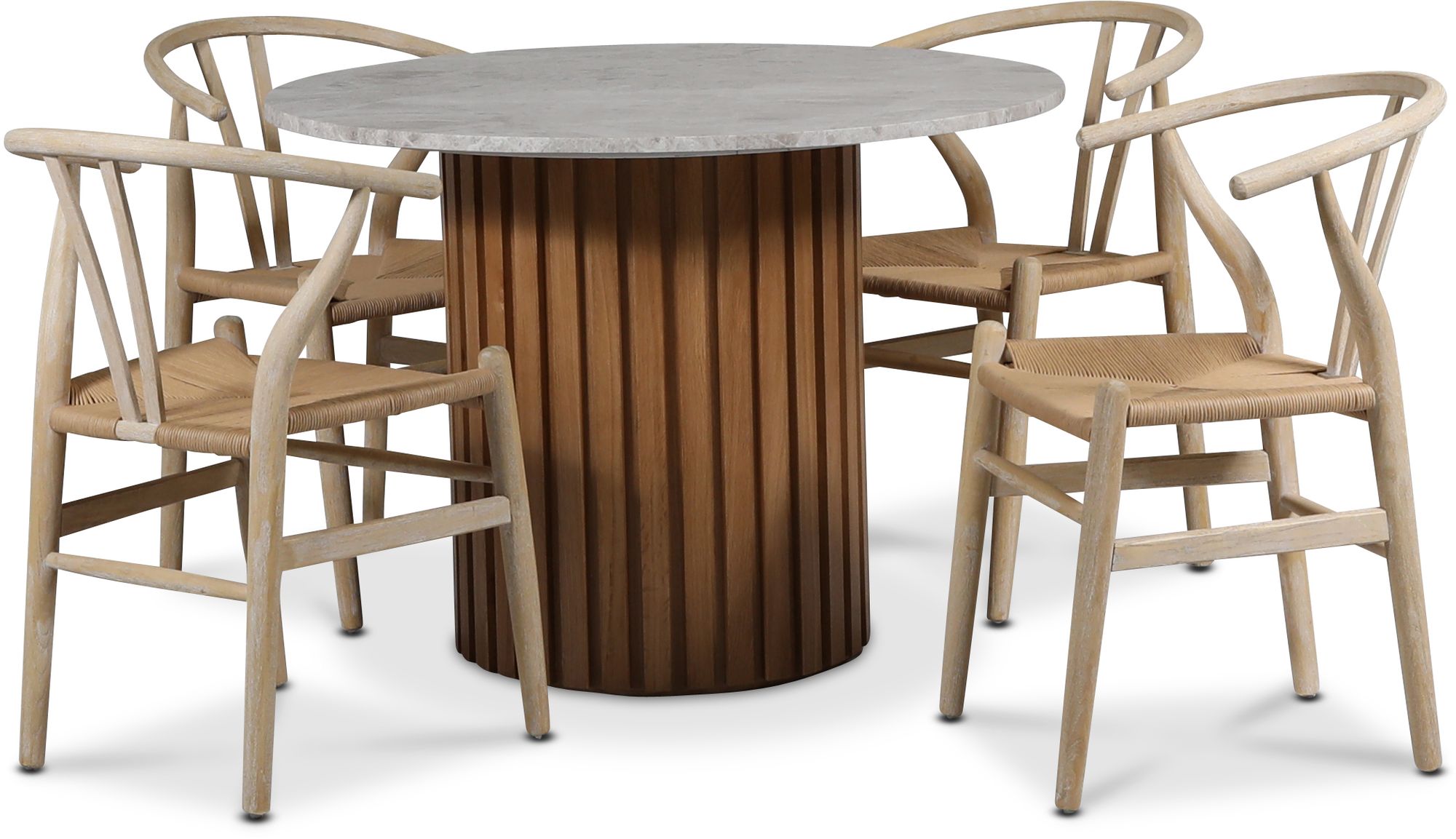 Sumo matgrupp �105 cm inkl. 4 st Brandon matstolar whitewash - Oljad ek / Silver marmor + 3.00 x M�beltassar