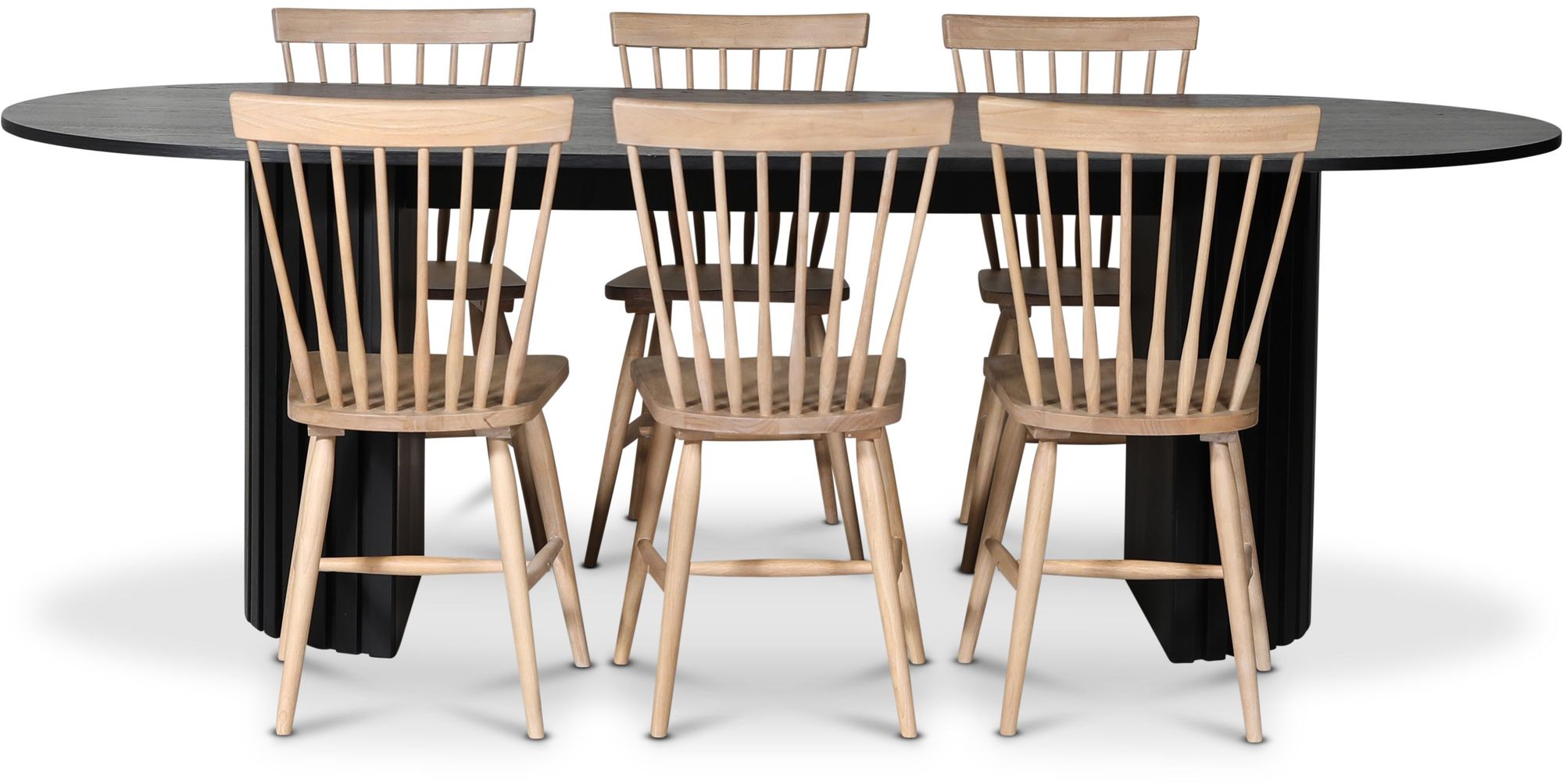 PiPi matgrupp 230 cm inkl. 6 st T�rn� whitewash pinnstolar - Svartbetsat tr�