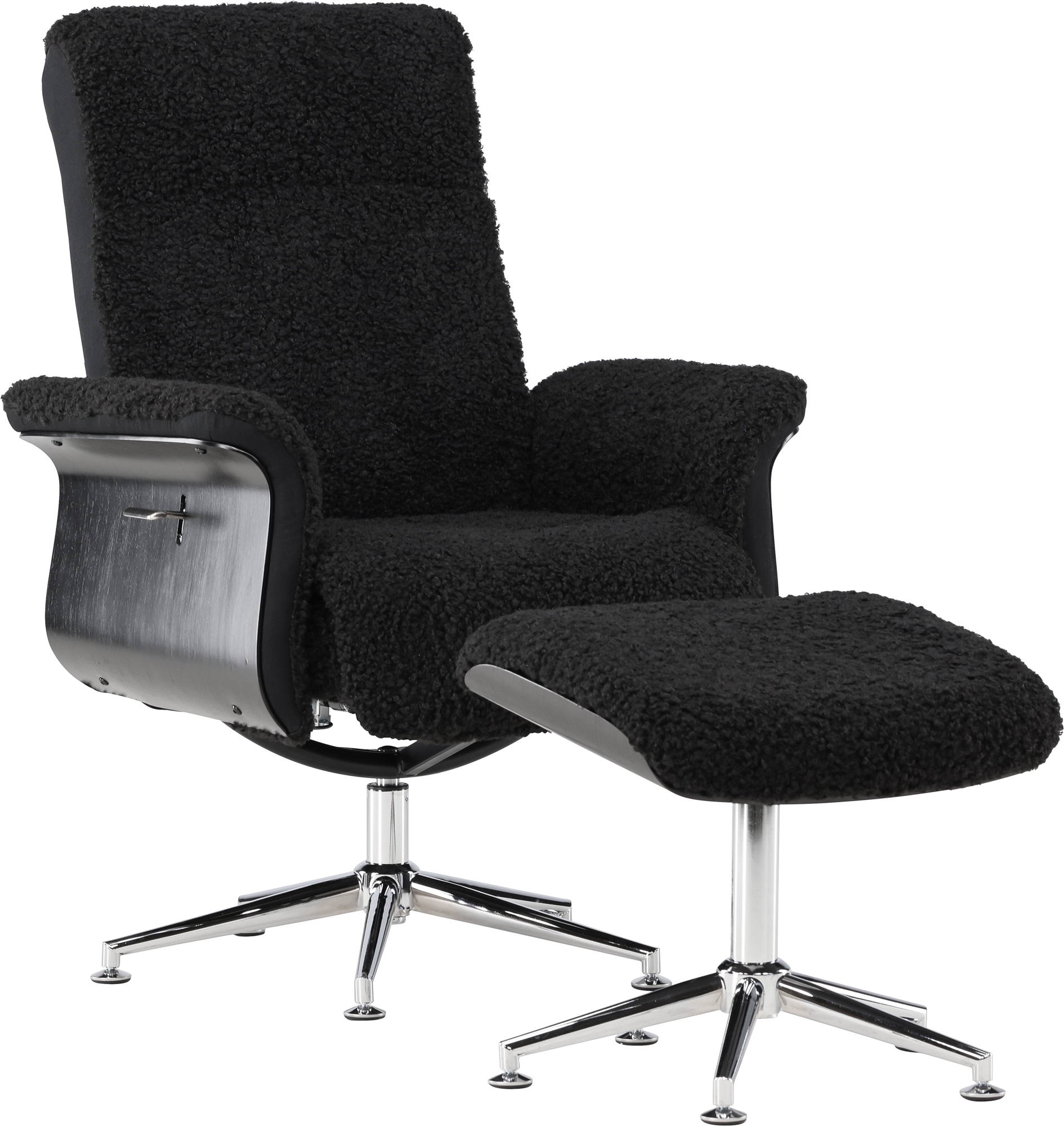 Hag�n relaxfauteuil met voetenbank - Zwart / Chroom