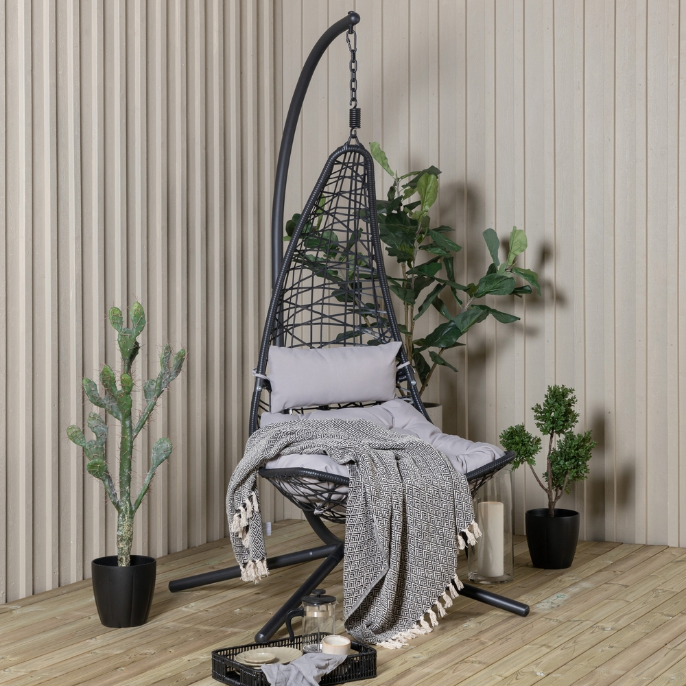 Edinburgh h�ngstol - Svart + Textilskydd f�r utem�bler