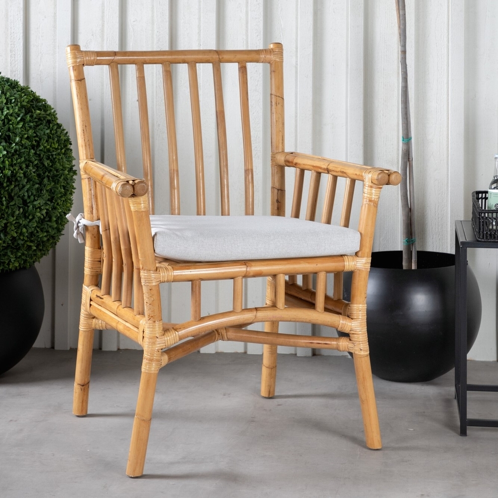 Cane karmstol - Ljusgr�/Natur