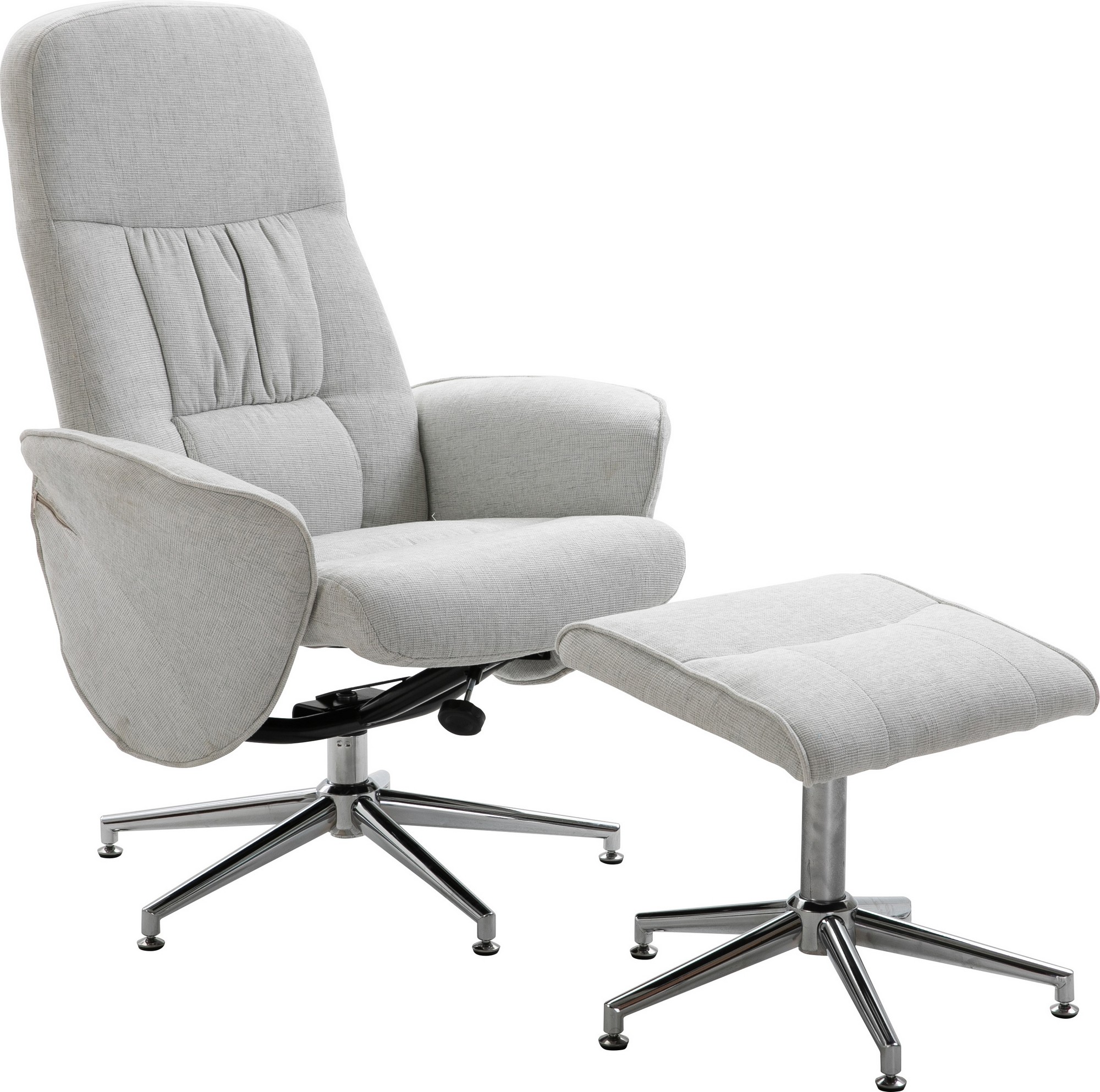 Julius reclinerfåtölj med fotpall - Grå tyg Julius reclinerfåtölj med fotpall - Grå tyg