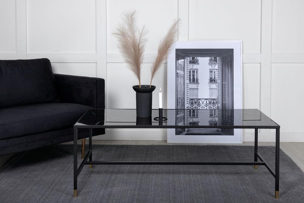 Slope soffbord 130x60 cm - Svart/mssing