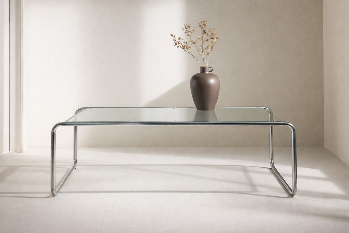 Soffbord Saturnus 120x60 cm - silver krom/glas