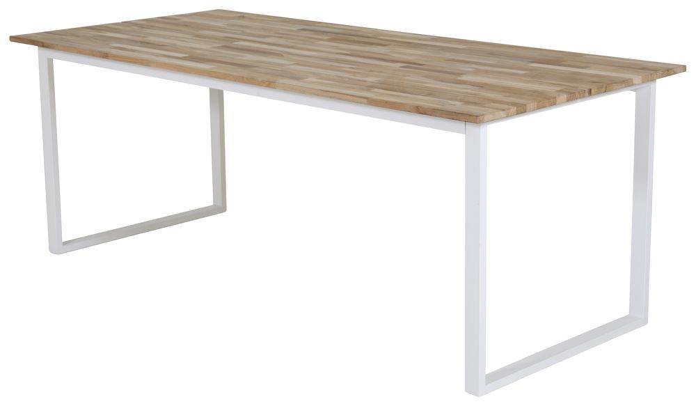 Regald eettafel 200 cm - Wit/licht teak