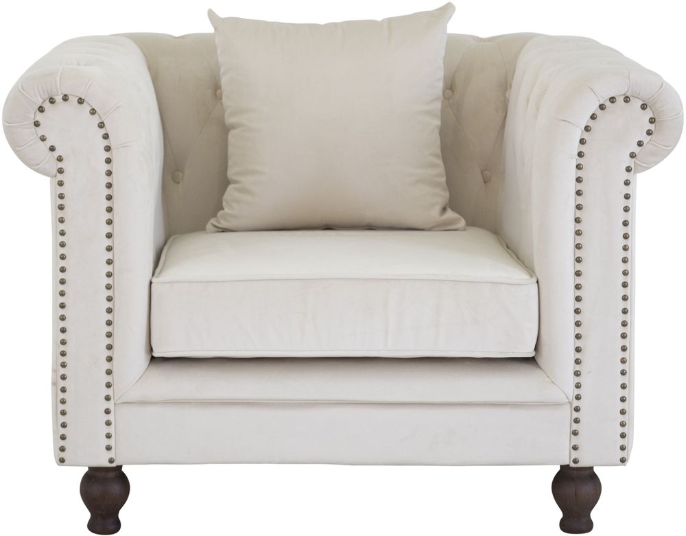 Churchill chesterfieldfåtölj - Beige sammet Churchill chesterfieldfåtölj - Beige sammet
