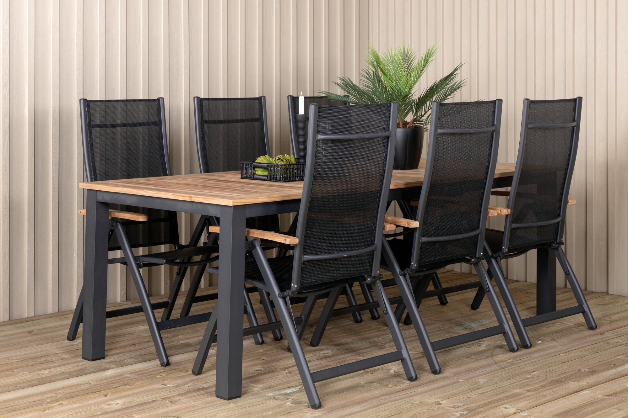 Panama utematgrupp med 6 st stolar - Svart/Natur Panama utematgrupp med 6 st stolar - Svart/Natur