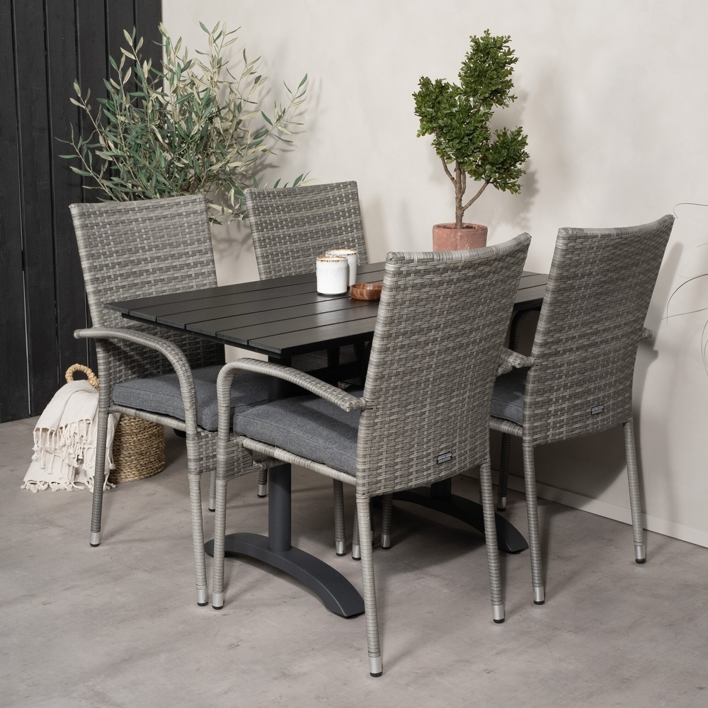 Denver utematgrupp med 4 st Anna stolar - Svart/Gr�