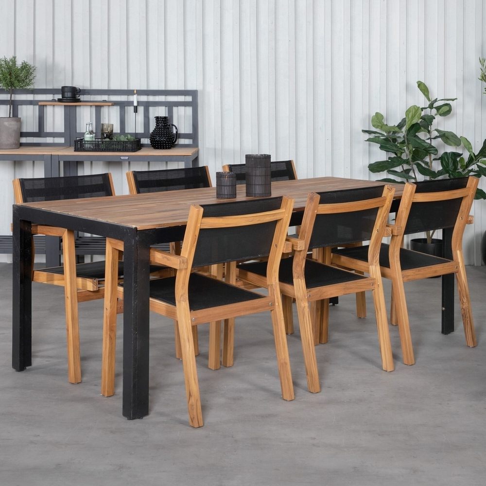 Bois utematgrupp med 6 st Venice stolar - Svart/Natur