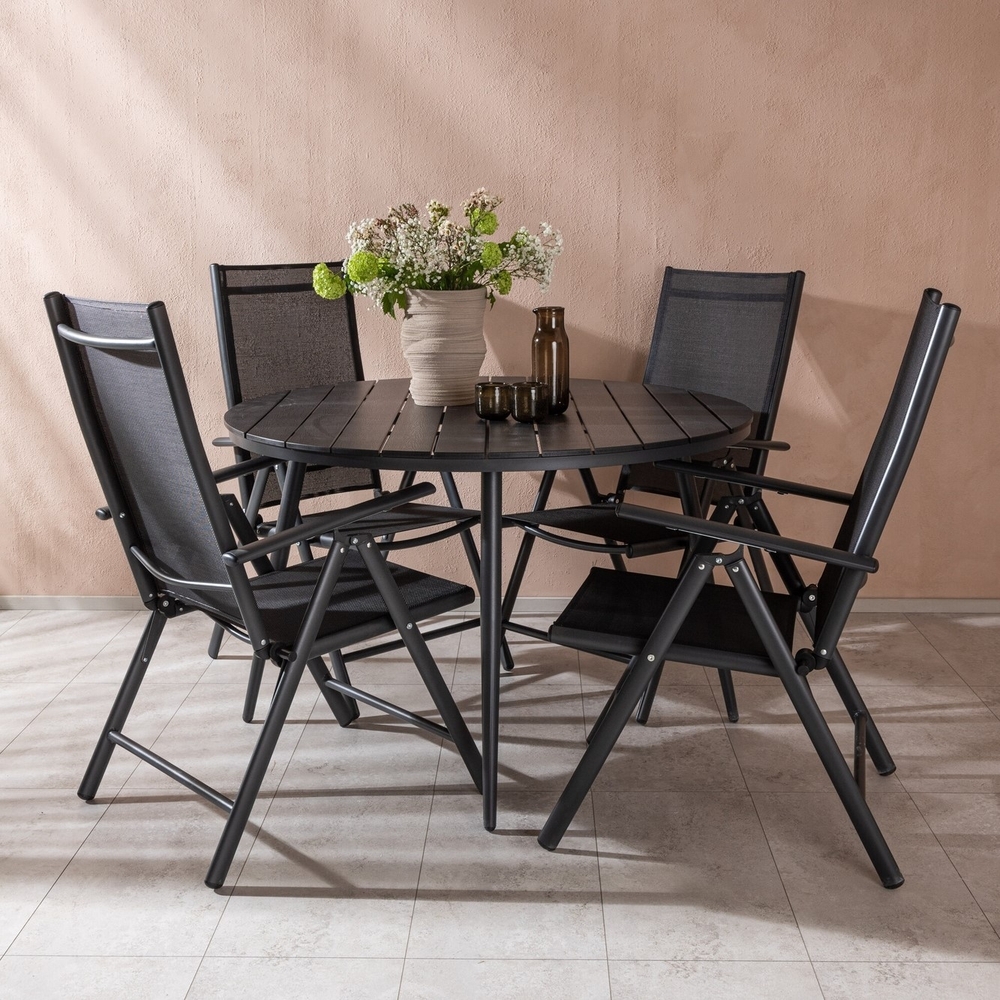 Break utematgrupp med 4 st Break stolar - Svart Break utematgrupp med 4 st Break stolar - Svart