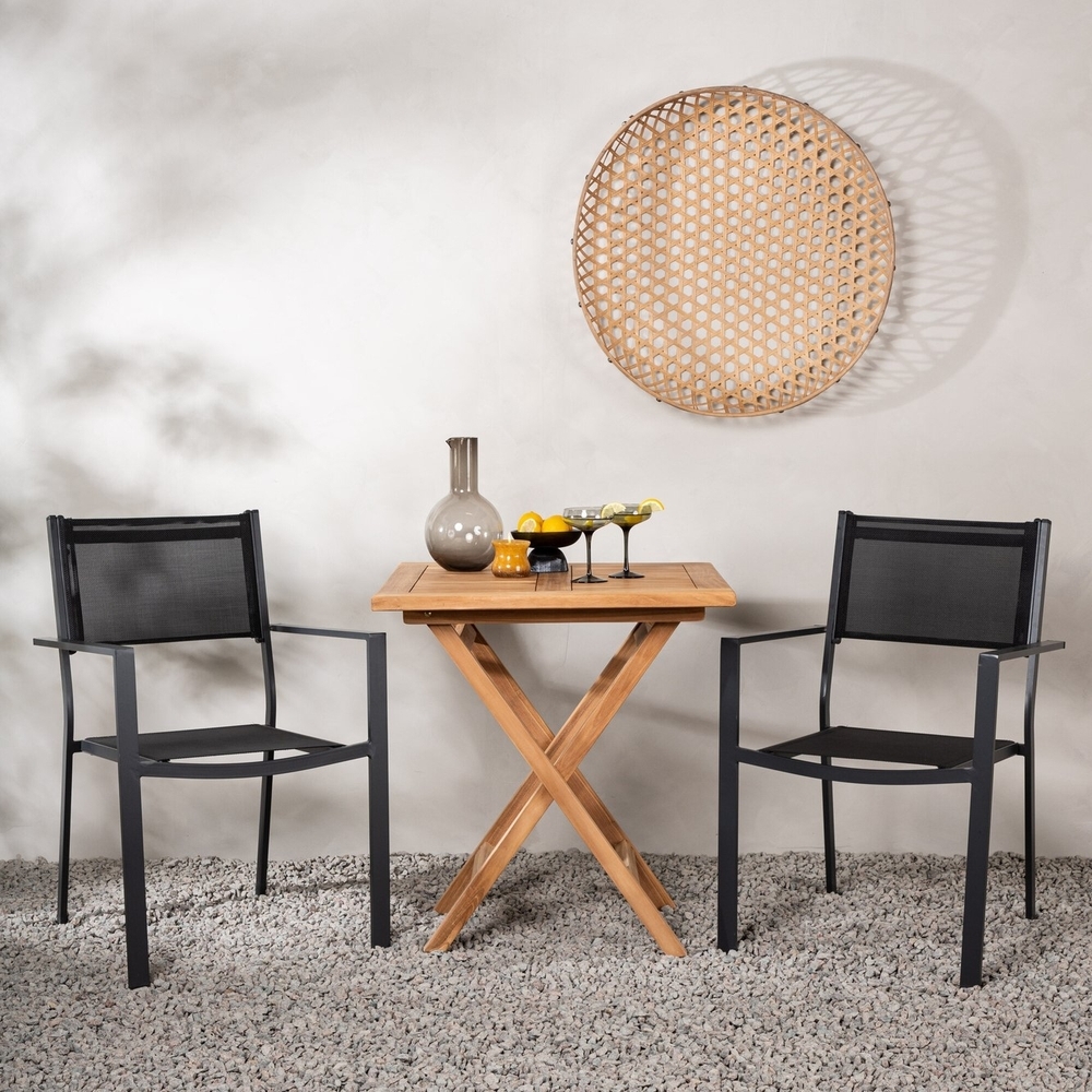 Kenya utematgrupp med 2 st Copacabana stolar - Svart/Teak Kenya utematgrupp med 2 st Copacabana stolar - Svart/Teak