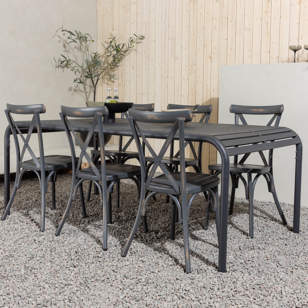 Borneo utematgrupp med 6 st Peking stolar - Svart/M�rkgr�