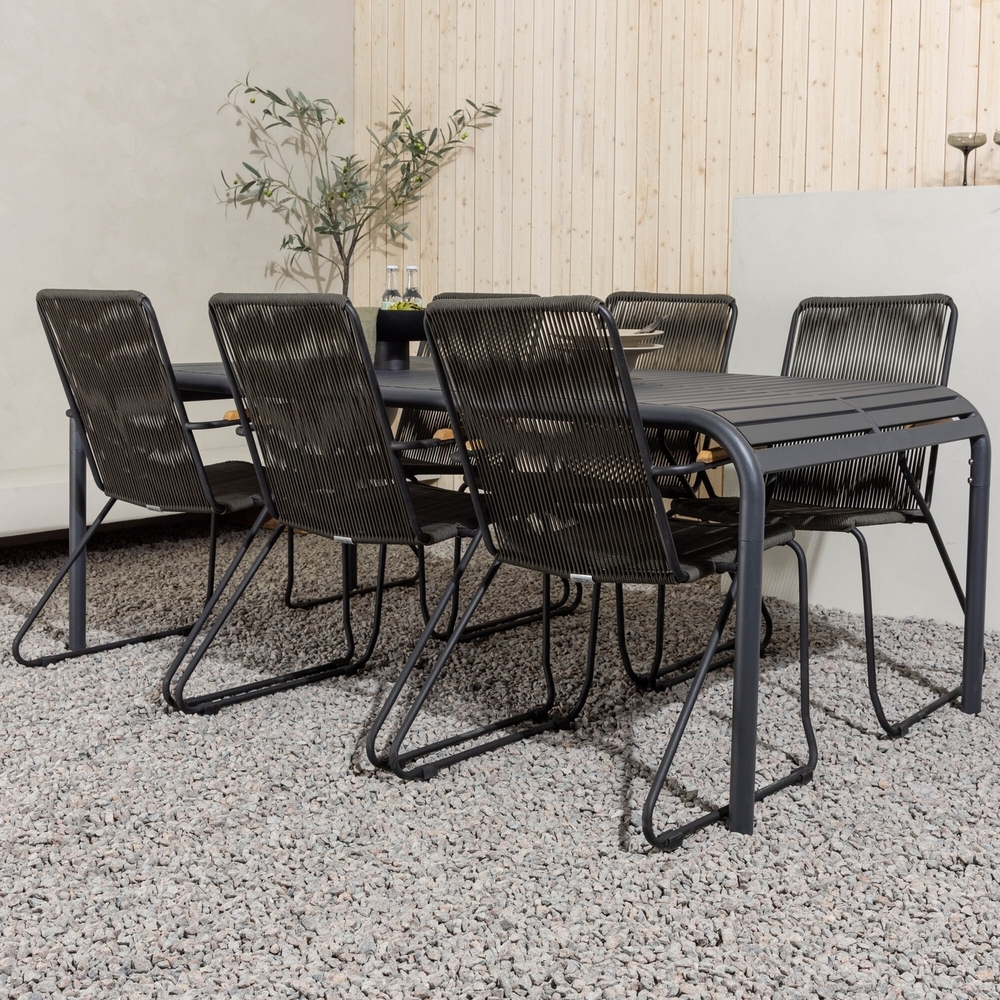 Borneo utematgrupp med 6 st Bois stolar - Svart Borneo utematgrupp med 6 st Bois stolar - Svart